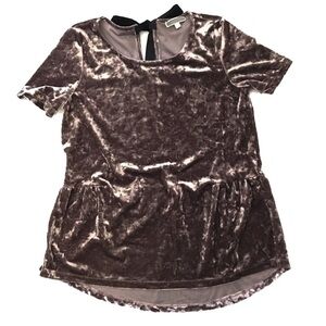 Pleione Crushed Velvet Velour Top Peplum Velvet S